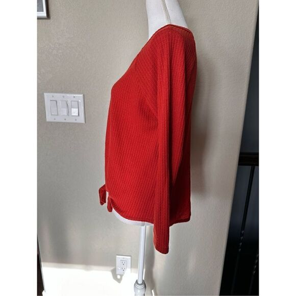 Waffle Knits Knot Front Blouse - Picture 2 of 3